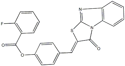 4-[(3-oxo[1,3]thiazolo[3,2-a]benzimidazol-2(3H)-ylidene)methyl]phenyl 2-fluorobenzoate 구조식 이미지