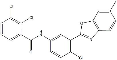 2,3-dichloro-N-[4-chloro-3-(6-methyl-1,3-benzoxazol-2-yl)phenyl]benzamide 구조식 이미지