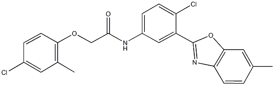 N-[4-chloro-3-(6-methyl-1,3-benzoxazol-2-yl)phenyl]-2-(4-chloro-2-methylphenoxy)acetamide 구조식 이미지