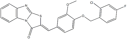 2-{4-[(2-chloro-4-fluorobenzyl)oxy]-3-methoxybenzylidene}[1,3]thiazolo[3,2-a]benzimidazol-3(2H)-one Structure