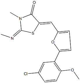 5-{[5-(5-chloro-2-methoxyphenyl)-2-furyl]methylene}-3-methyl-2-(methylimino)-1,3-thiazolidin-4-one Structure