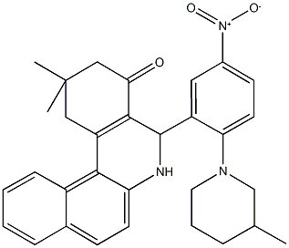 5-[5-nitro-2-(3-methyl-1-piperidinyl)phenyl]-2,2-dimethyl-2,3,5,6-tetrahydrobenzo[a]phenanthridin-4(1H)-one 구조식 이미지