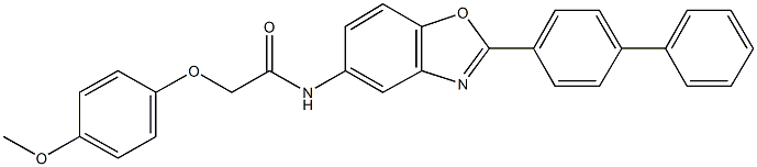 N-(2-[1,1'-biphenyl]-4-yl-1,3-benzoxazol-5-yl)-2-(4-methoxyphenoxy)acetamide 구조식 이미지