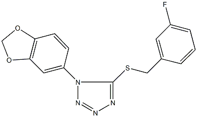 1-(1,3-benzodioxol-5-yl)-1H-tetraazol-5-yl 3-fluorobenzyl sulfide Structure