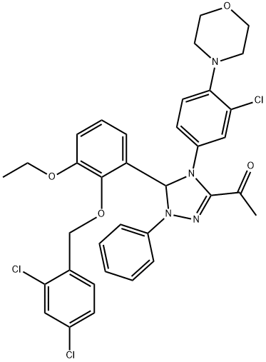 1-(4-[3-chloro-4-(4-morpholinyl)phenyl]-5-{2-[(2,4-dichlorobenzyl)oxy]-3-ethoxyphenyl}-1-phenyl-4,5-dihydro-1H-1,2,4-triazol-3-yl)ethanone Structure