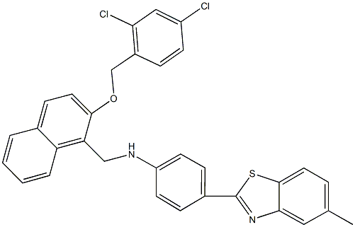 N-({2-[(2,4-dichlorobenzyl)oxy]-1-naphthyl}methyl)-4-(5-methyl-1,3-benzothiazol-2-yl)aniline 구조식 이미지