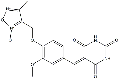 5-{3-methoxy-4-[(4-methyl-2-oxido-1,2,5-oxadiazol-3-yl)methoxy]benzylidene}-2,4,6(1H,3H,5H)-pyrimidinetrione Structure