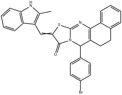 7-(4-bromophenyl)-10-[(2-methyl-1H-indol-3-yl)methylene]-5,7-dihydro-6H-benzo[h][1,3]thiazolo[2,3-b]quinazolin-9(10H)-one Structure