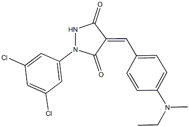 1-(3,5-dichlorophenyl)-4-{4-[ethyl(methyl)amino]benzylidene}-3,5-pyrazolidinedione Structure