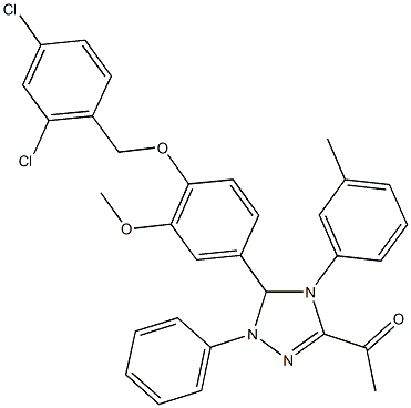 1-[5-{4-[(2,4-dichlorobenzyl)oxy]-3-methoxyphenyl}-4-(3-methylphenyl)-1-phenyl-4,5-dihydro-1H-1,2,4-triazol-3-yl]ethanone Structure
