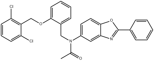 N-{2-[(2,6-dichlorobenzyl)oxy]benzyl}-N-(2-phenyl-1,3-benzoxazol-5-yl)acetamide 구조식 이미지