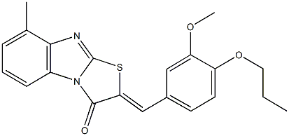 2-(3-methoxy-4-propoxybenzylidene)-8-methyl[1,3]thiazolo[3,2-a]benzimidazol-3(2H)-one 구조식 이미지