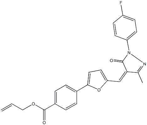 allyl 4-(5-{[1-(4-fluorophenyl)-3-methyl-5-oxo-1,5-dihydro-4H-pyrazol-4-ylidene]methyl}-2-furyl)benzoate Structure