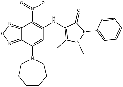 4-({7-(1-azepanyl)-4-nitro-2,1,3-benzoxadiazol-5-yl}amino)-1,5-dimethyl-2-phenyl-1,2-dihydro-3H-pyrazol-3-one Structure