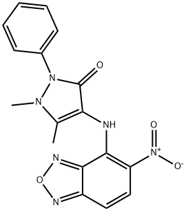 4-({5-nitro-2,1,3-benzoxadiazol-4-yl}amino)-1,5-dimethyl-2-phenyl-1,2-dihydro-3H-pyrazol-3-one Structure