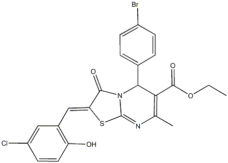 ethyl 5-(4-bromophenyl)-2-(5-chloro-2-hydroxybenzylidene)-7-methyl-3-oxo-2,3-dihydro-5H-[1,3]thiazolo[3,2-a]pyrimidine-6-carboxylate Structure