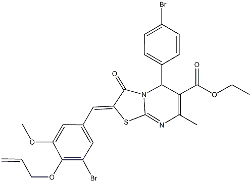 ethyl 2-[4-(allyloxy)-3-bromo-5-methoxybenzylidene]-5-(4-bromophenyl)-7-methyl-3-oxo-2,3-dihydro-5H-[1,3]thiazolo[3,2-a]pyrimidine-6-carboxylate 구조식 이미지