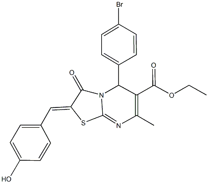 ethyl 5-(4-bromophenyl)-2-(4-hydroxybenzylidene)-7-methyl-3-oxo-2,3-dihydro-5H-[1,3]thiazolo[3,2-a]pyrimidine-6-carboxylate 구조식 이미지