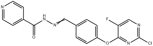 N'-{4-[(2-chloro-5-fluoro-4-pyrimidinyl)oxy]benzylidene}isonicotinohydrazide 구조식 이미지