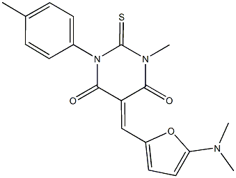 5-{[5-(dimethylamino)-2-furyl]methylene}-1-methyl-3-(4-methylphenyl)-2-thioxodihydro-4,6(1H,5H)-pyrimidinedione Structure