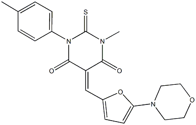 1-methyl-3-(4-methylphenyl)-5-{[5-(4-morpholinyl)-2-furyl]methylene}-2-thioxodihydro-4,6(1H,5H)-pyrimidinedione Structure