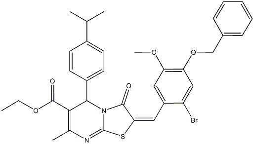 ethyl 2-[4-(benzyloxy)-2-bromo-5-methoxybenzylidene]-5-(4-isopropylphenyl)-7-methyl-3-oxo-2,3-dihydro-5H-[1,3]thiazolo[3,2-a]pyrimidine-6-carboxylate Structure