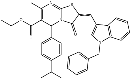ethyl 2-[(1-benzyl-1H-indol-3-yl)methylene]-5-(4-isopropylphenyl)-7-methyl-3-oxo-2,3-dihydro-5H-[1,3]thiazolo[3,2-a]pyrimidine-6-carboxylate 구조식 이미지
