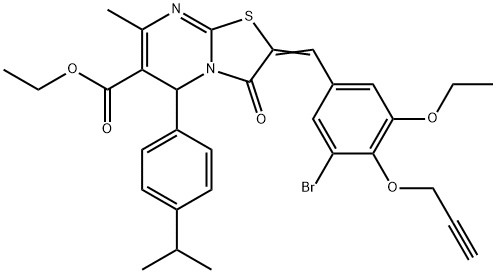 ethyl 2-[3-bromo-5-ethoxy-4-(2-propynyloxy)benzylidene]-5-(4-isopropylphenyl)-7-methyl-3-oxo-2,3-dihydro-5H-[1,3]thiazolo[3,2-a]pyrimidine-6-carboxylate 구조식 이미지