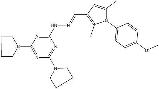 1-(4-methoxyphenyl)-2,5-dimethyl-1H-pyrrole-3-carbaldehyde [4,6-di(1-pyrrolidinyl)-1,3,5-triazin-2-yl]hydrazone 구조식 이미지