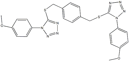 1-(4-methoxyphenyl)-5-{[4-({[1-(4-methoxyphenyl)-1H-tetraazol-5-yl]sulfanyl}methyl)benzyl]sulfanyl}-1H-tetraazole 구조식 이미지