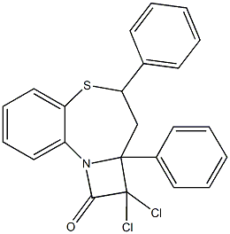 2,2-dichloro-2a,4-diphenyl-2,2a,3,4-tetrahydro-1H-azeto[2,1-d][1,5]benzothiazepin-1-one Structure