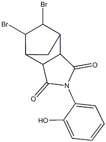 8,9-dibromo-4-(2-hydroxyphenyl)-4-azatricyclo[5.2.1.0~2,6~]decane-3,5-dione Structure