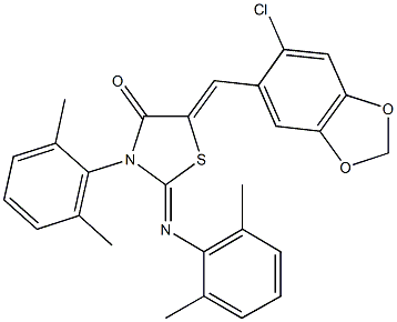 5-[(6-chloro-1,3-benzodioxol-5-yl)methylene]-3-(2,6-dimethylphenyl)-2-[(2,6-dimethylphenyl)imino]-1,3-thiazolidin-4-one Structure