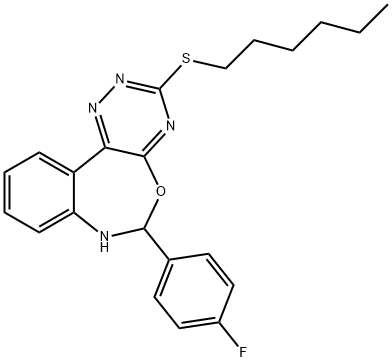 6-(4-fluorophenyl)-3-(hexylsulfanyl)-6,7-dihydro[1,2,4]triazino[5,6-d][3,1]benzoxazepine Structure