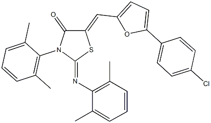 5-{[5-(4-chlorophenyl)-2-furyl]methylene}-3-(2,6-dimethylphenyl)-2-[(2,6-dimethylphenyl)imino]-1,3-thiazolidin-4-one Structure
