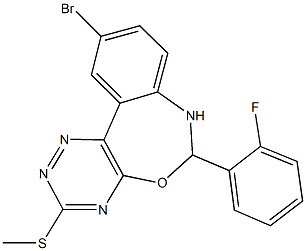 10-bromo-6-(2-fluorophenyl)-3-(methylsulfanyl)-6,7-dihydro[1,2,4]triazino[5,6-d][3,1]benzoxazepine 구조식 이미지