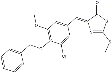 4-[4-(benzyloxy)-3-chloro-5-methoxybenzylidene]-2-(methylsulfanyl)-1,3-thiazol-5(4H)-one Structure