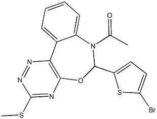 7-acetyl-6-(5-bromo-2-thienyl)-3-(methylsulfanyl)-6,7-dihydro[1,2,4]triazino[5,6-d][3,1]benzoxazepine Structure