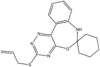 3-(allylsulfanyl)-6,7-dihydrospiro([1,2,4]triazino[5,6-d][3,1]benzoxazepine-6,1'-cyclohexane) 구조식 이미지