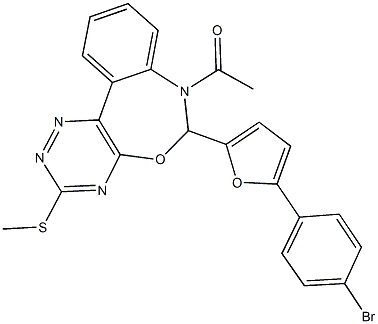 7-acetyl-6-[5-(4-bromophenyl)-2-furyl]-6,7-dihydro[1,2,4]triazino[5,6-d][3,1]benzoxazepin-3-yl methyl sulfide 구조식 이미지