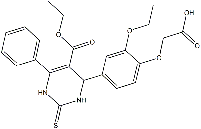 {2-ethoxy-4-[5-(ethoxycarbonyl)-6-phenyl-2-thioxo-1,2,3,4-tetrahydro-4-pyrimidinyl]phenoxy}acetic acid Structure