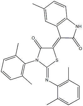 3-{3-(2,6-dimethylphenyl)-2-[(2,6-dimethylphenyl)imino]-4-oxo-1,3-thiazolidin-5-ylidene}-5-methyl-1,3-dihydro-2H-indol-2-one Structure