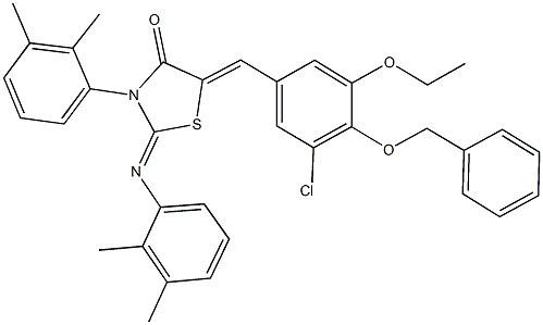 5-[4-(benzyloxy)-3-chloro-5-ethoxybenzylidene]-3-(2,3-dimethylphenyl)-2-[(2,3-dimethylphenyl)imino]-1,3-thiazolidin-4-one 구조식 이미지