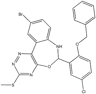 6-[2-(benzyloxy)-5-chlorophenyl]-10-bromo-3-(methylsulfanyl)-6,7-dihydro[1,2,4]triazino[5,6-d][3,1]benzoxazepine Structure