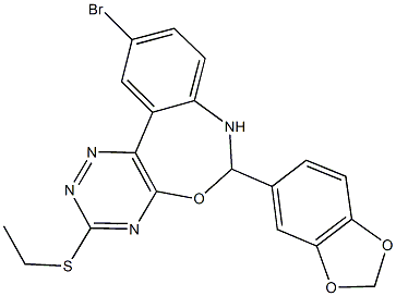 6-(1,3-benzodioxol-5-yl)-10-bromo-3-(ethylsulfanyl)-6,7-dihydro[1,2,4]triazino[5,6-d][3,1]benzoxazepine 구조식 이미지