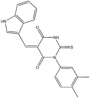1-(3,4-dimethylphenyl)-5-(1H-indol-3-ylmethylene)-2-thioxodihydro-4,6(1H,5H)-pyrimidinedione Structure