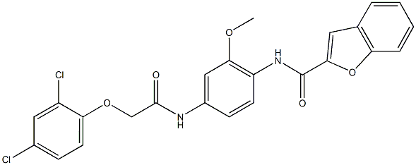 N-(4-{[(2,4-dichlorophenoxy)acetyl]amino}-2-methoxyphenyl)-1-benzofuran-2-carboxamide 구조식 이미지