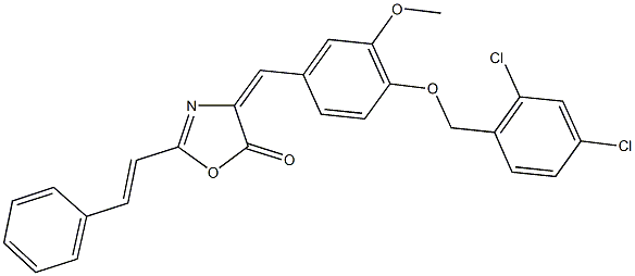 4-{4-[(2,4-dichlorobenzyl)oxy]-3-methoxybenzylidene}-2-(2-phenylvinyl)-1,3-oxazol-5(4H)-one 구조식 이미지