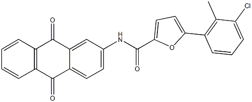 5-(3-chloro-2-methylphenyl)-N-(9,10-dioxo-9,10-dihydro-2-anthracenyl)-2-furamide Structure