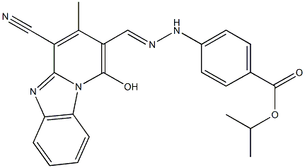 isopropyl 4-{2-[(4-cyano-1-hydroxy-3-methylpyrido[1,2-a]benzimidazol-2-yl)methylene]hydrazino}benzoate 구조식 이미지